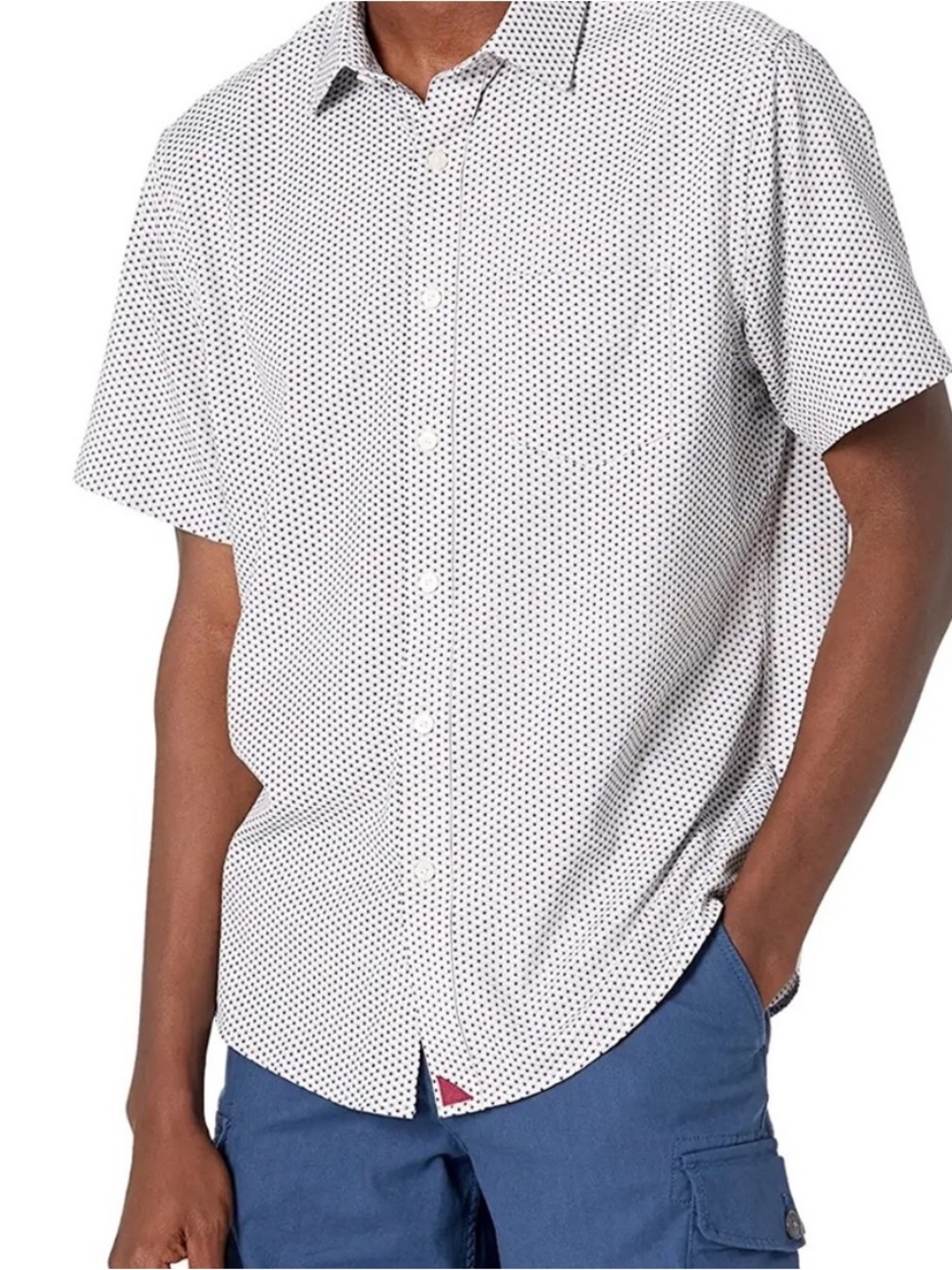 UNTUCKIT Men’s Size L Reg Fit White & Red Starburst Barcolo SS Button Down Shirt